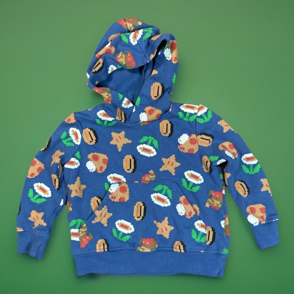 Super Mario Characters Nintendo Gamer Pullover Fleece Sweatshirt Sz 2T